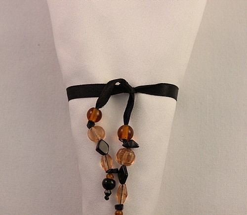 Black Ribbon with Beads Napkin Ring