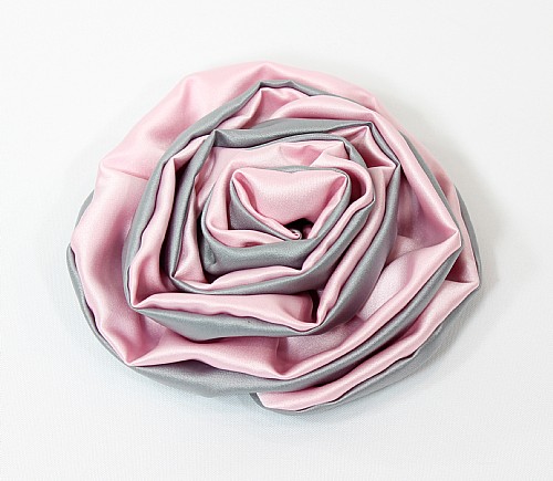 Pink and Silver Lamour Rosettes