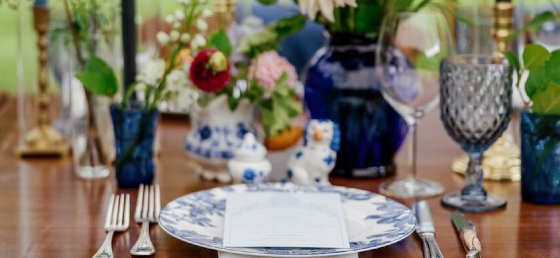 A Blue Delft Delight Under the Tent