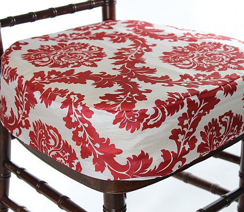 Radiant Red Damask Seat Cushion Cover