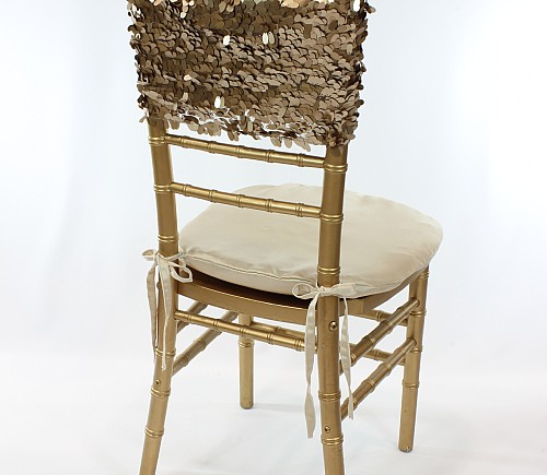 Bronze Oval Feathered Sequins Chair Cap
