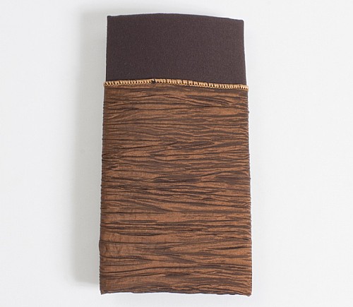 Copper Fortuny Crush Dinner Napkin with Brown Cotton Backing