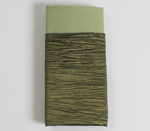 Moss Fortuny Crush Dinner Napkin with Light Olive Cotton Backing