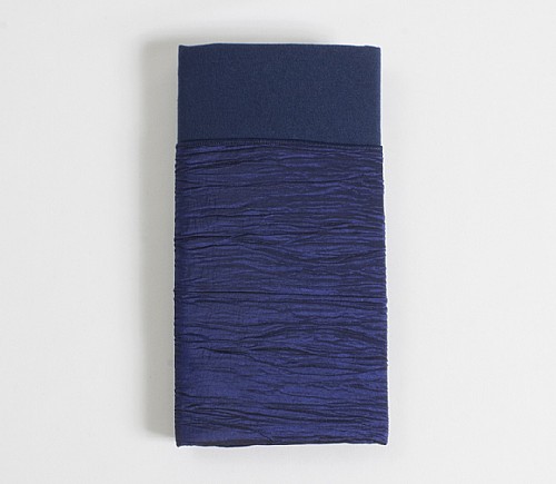 Royal Fortuny Crush Dinner Napkin with Navy Cotton Backing