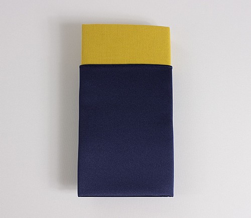 Navy Lamour Dinner Napkin with Gold Cotton Backing
