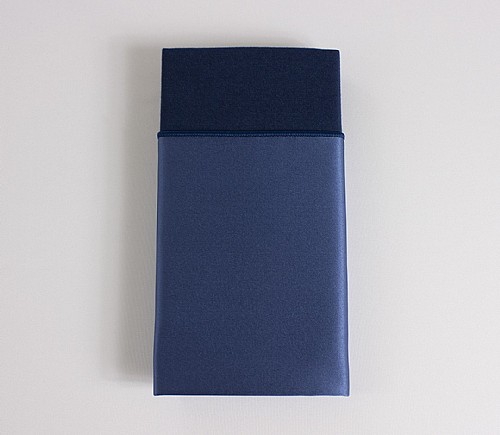 Sparta Blue Lamour Dinner Napkin with Navy Cotton Backing