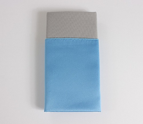 Turquoise Lamour Dinner Napkin with Grey Cotton Backing