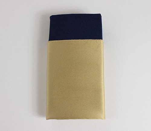 Wheat Lamour Dinner Napkin with Navy Cotton Backing