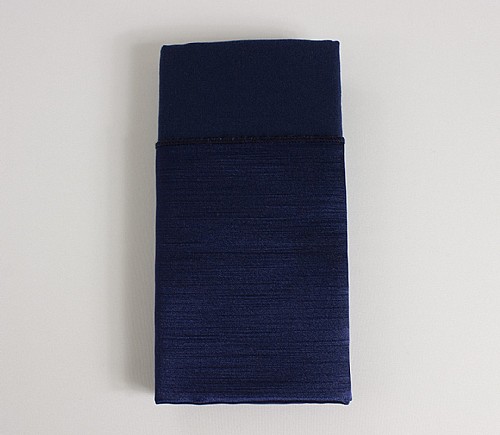 Navy Majestic Shiny Dinner Napkin with Navy Cotton Backing