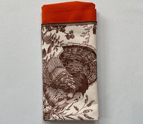 Turkey Cotton with Orange Cotton Backing Dinner Napkin