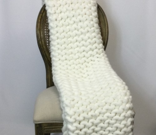 Winter White Knit Throw
