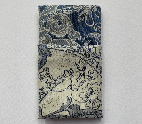 Navy French Scroll Dinner Napkin (reversible)