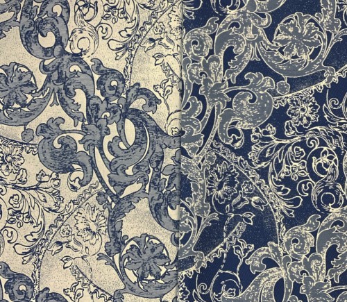 Navy French Scroll (Reversible)