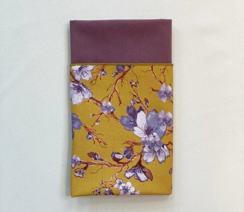 Mustard Blossoms Cotton Napkin with Claret Cotton Backing