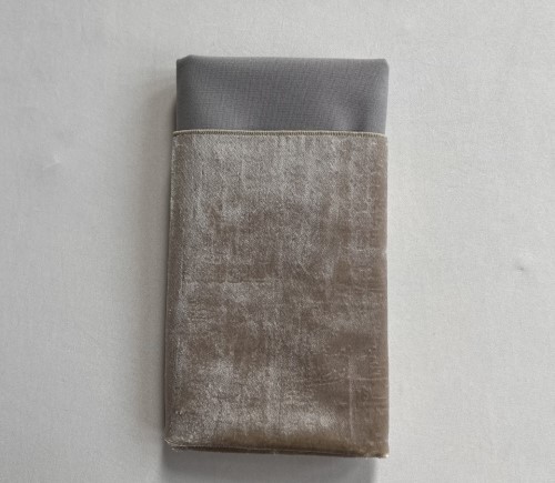 Champagne Distressed Velvet Dinner Napkin with Grey Cotton Backing