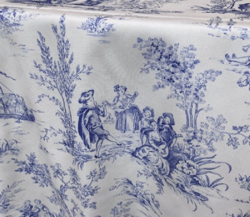 Ivory with Navy French Toile