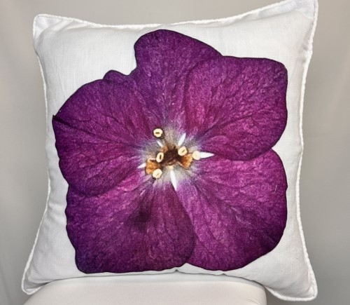 Purple Multi Pressed Flower Linen Pillow