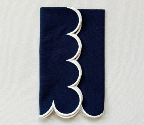 Navy Cotton Scalloped Napkin