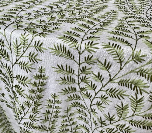 Green Embroidered Fern