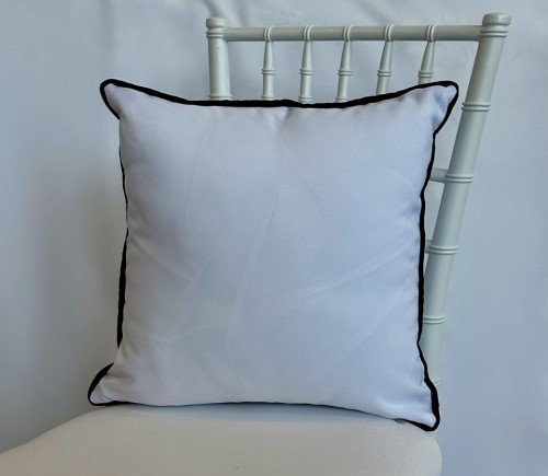 White Poly Pillows w/ Zipper & Black Poly Piping