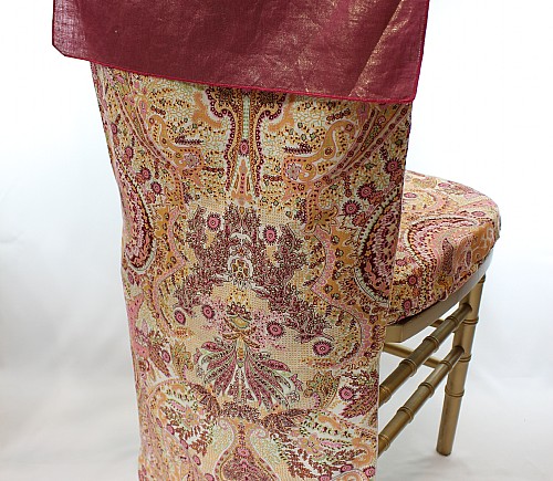 Pink Paisley with Fuchsia Metallic Flap Chiavari Tuxedo Chair Back