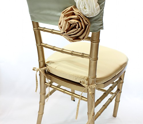 Sage Lamour with Wheat & Ivory Rosettes Chiavari Bikini Chair Cap