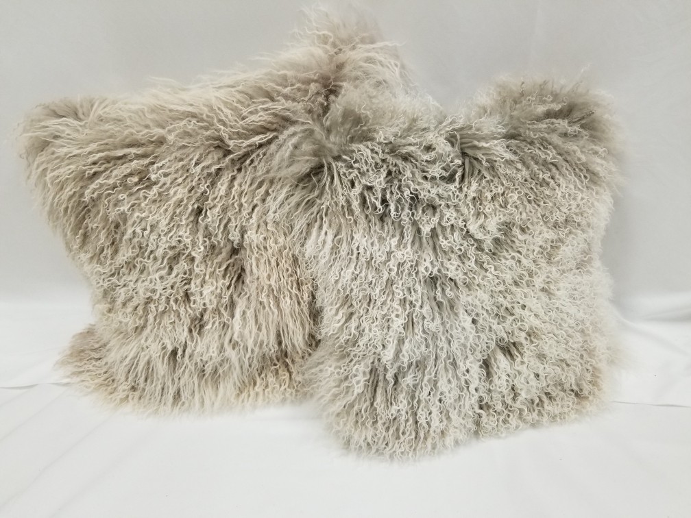 Mongolian Faux Fur Pillow Cover - Camel Brown